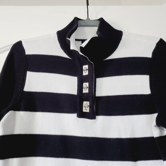 Striped Black and White Women's Sweater - Picture 3 of 8